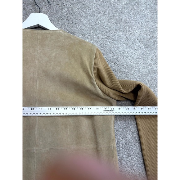 Linea by Louis Dell'Olio Suede Leather Jacket Women Small Tan Lined Button Front - Picture 8 of 10
